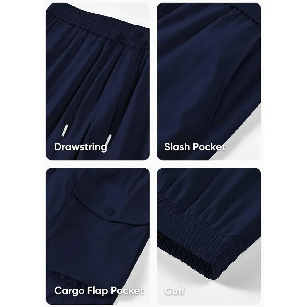Men's Casual Cargo Joggers Pants Stretch Elastic Waist Drawstring Tapered Sweatp